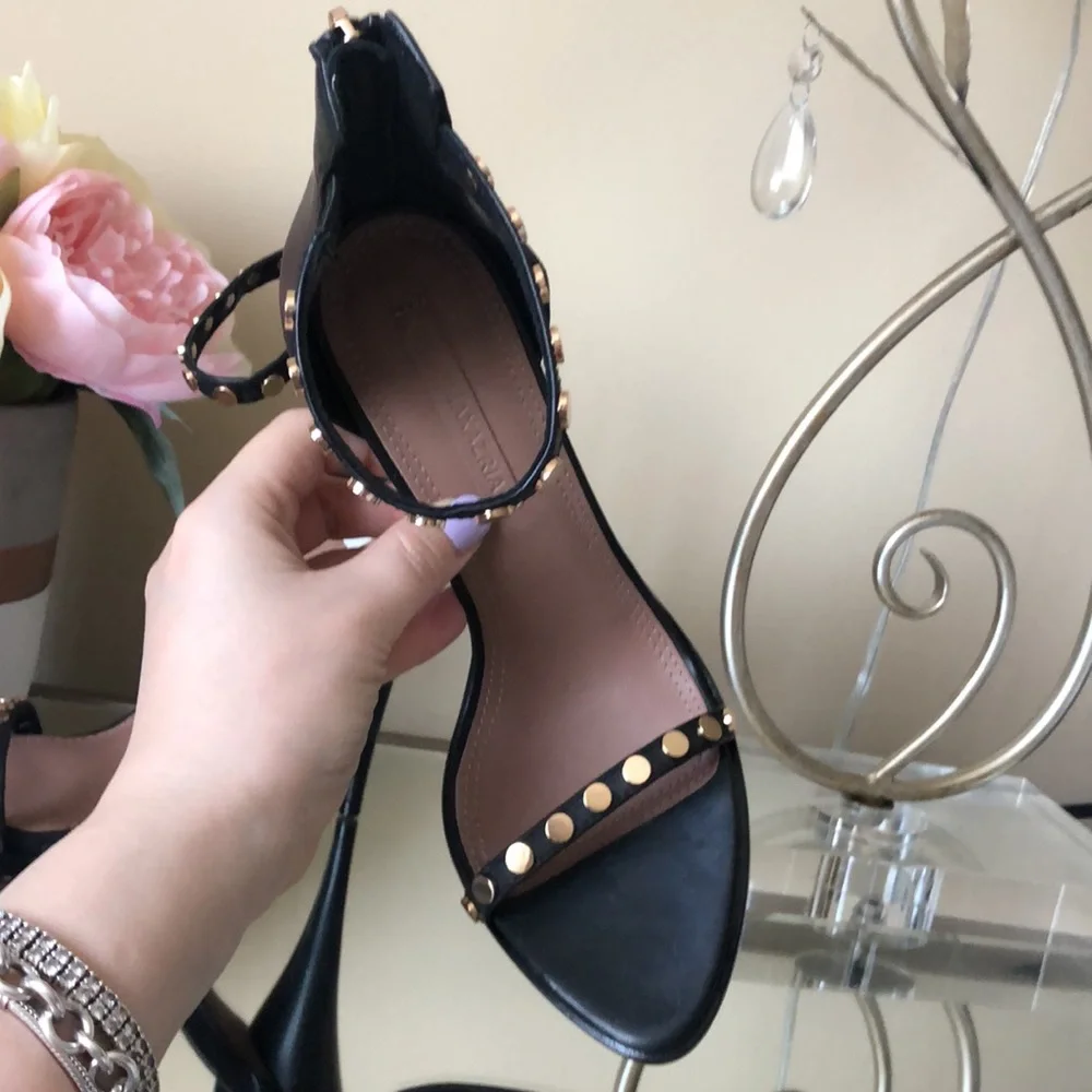 BCBGMAXAZRIA Marie black dress sandals calf leather heels - Picture 7 of 14